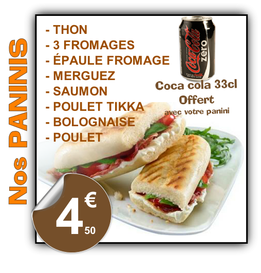 Coca cola 33cl
Offert
avec votre panini
